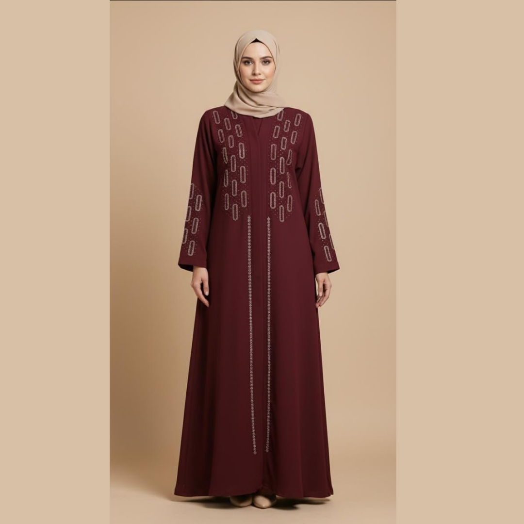 Embroidered stone abaya