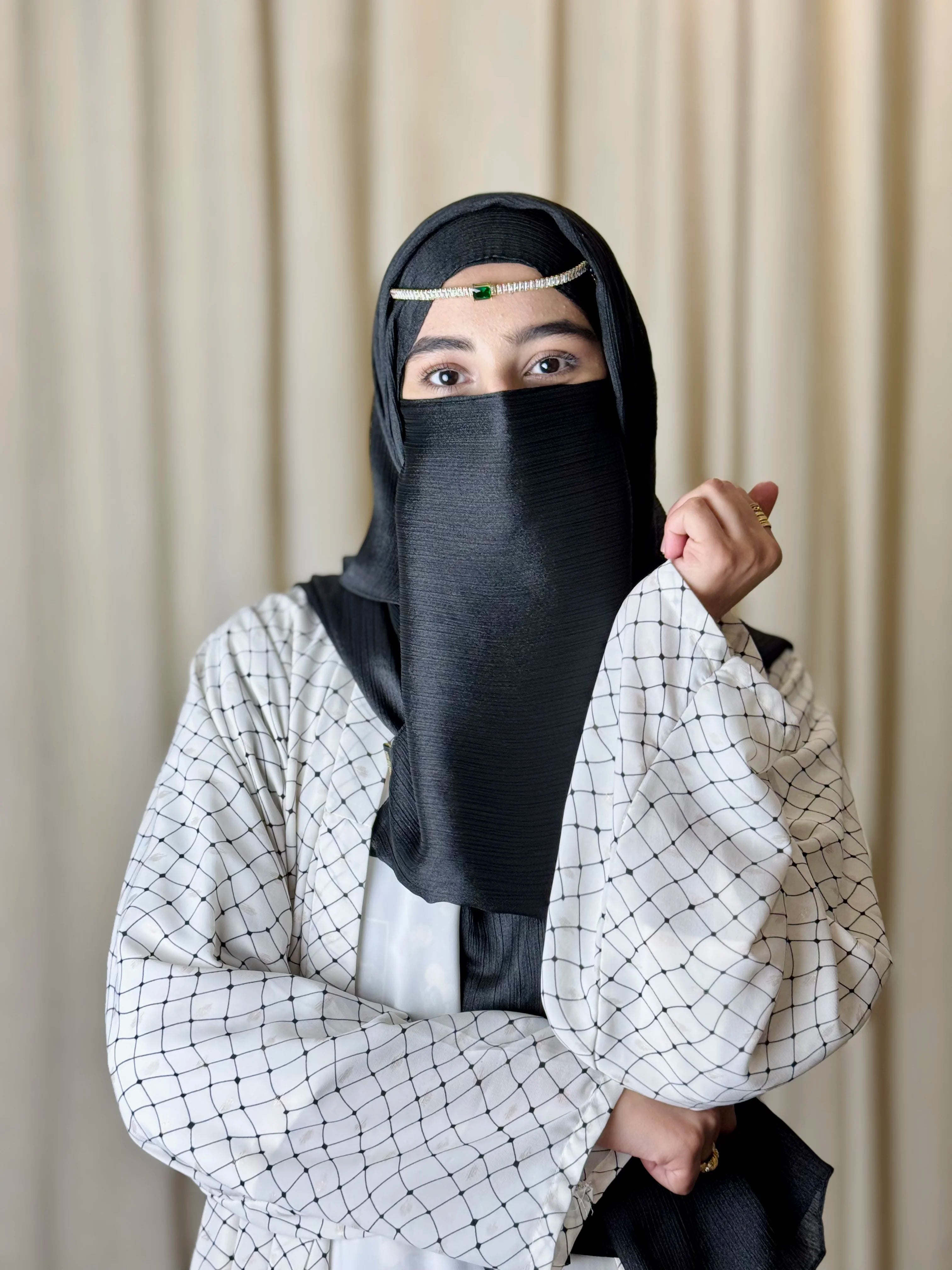 Silk Hijab And Niqab Set - Black