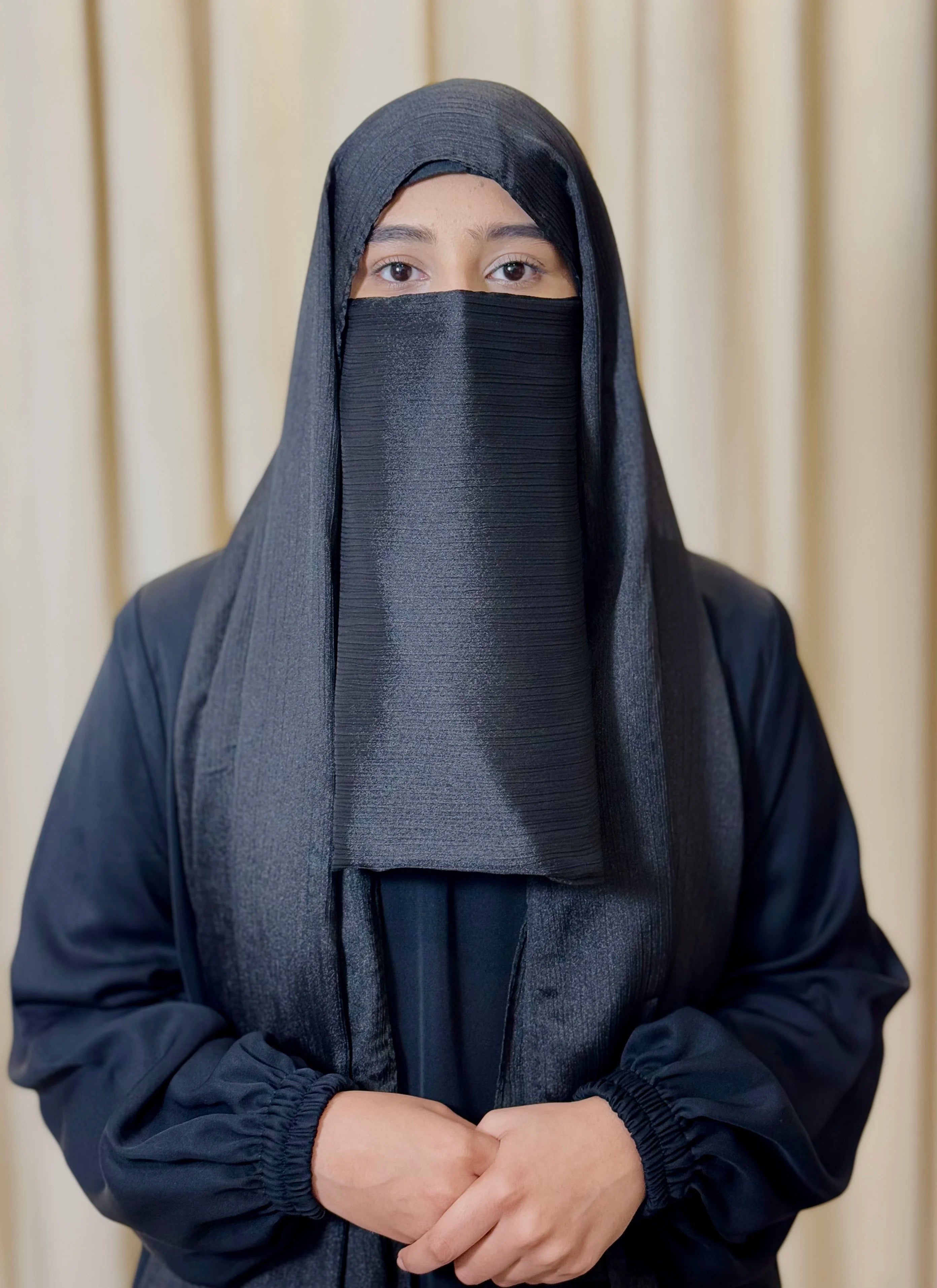 Silk Half Niqab - Black