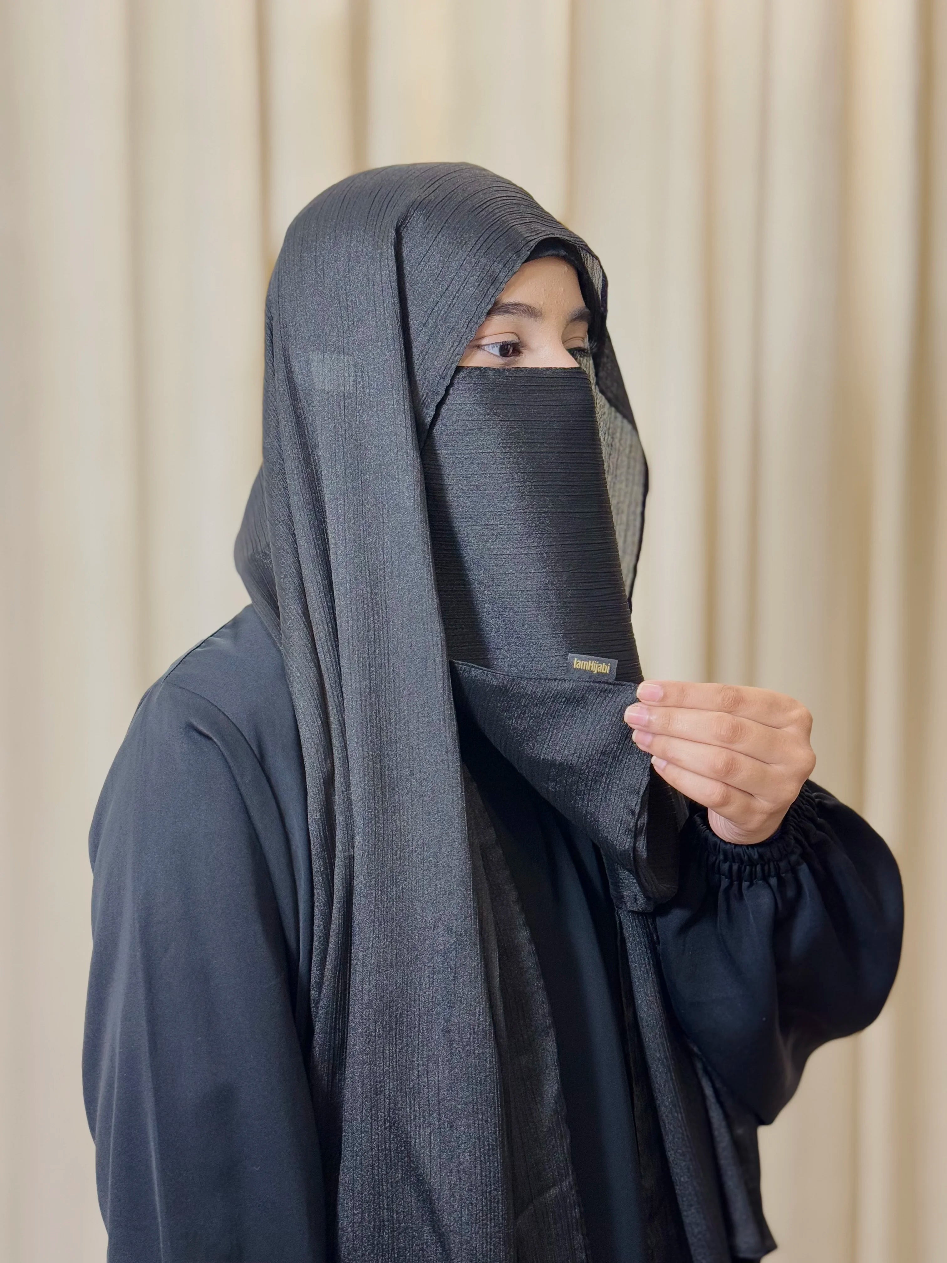 Silk Half Niqab - Black