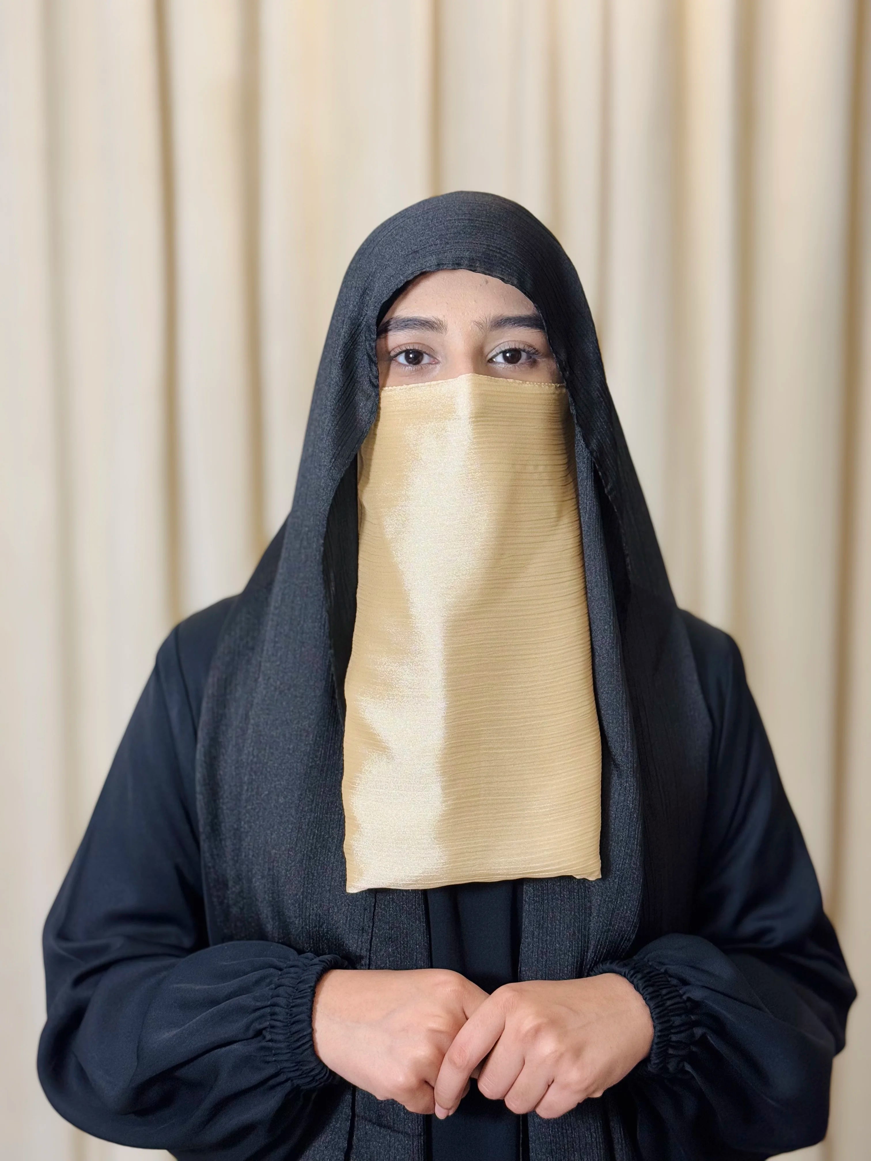 Silk Half Niqab - Bright Gold