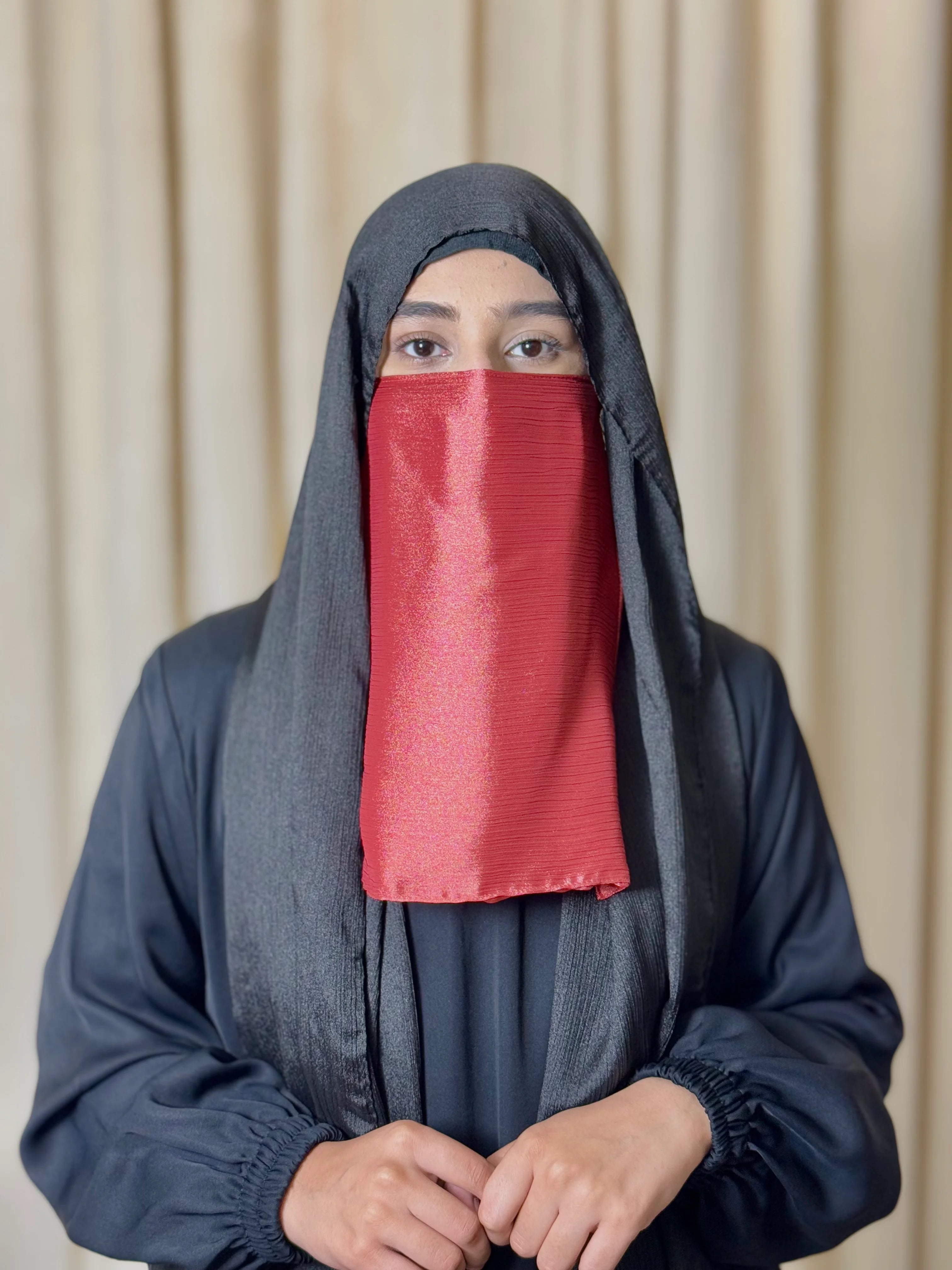 Silk Half Niqab - Coral