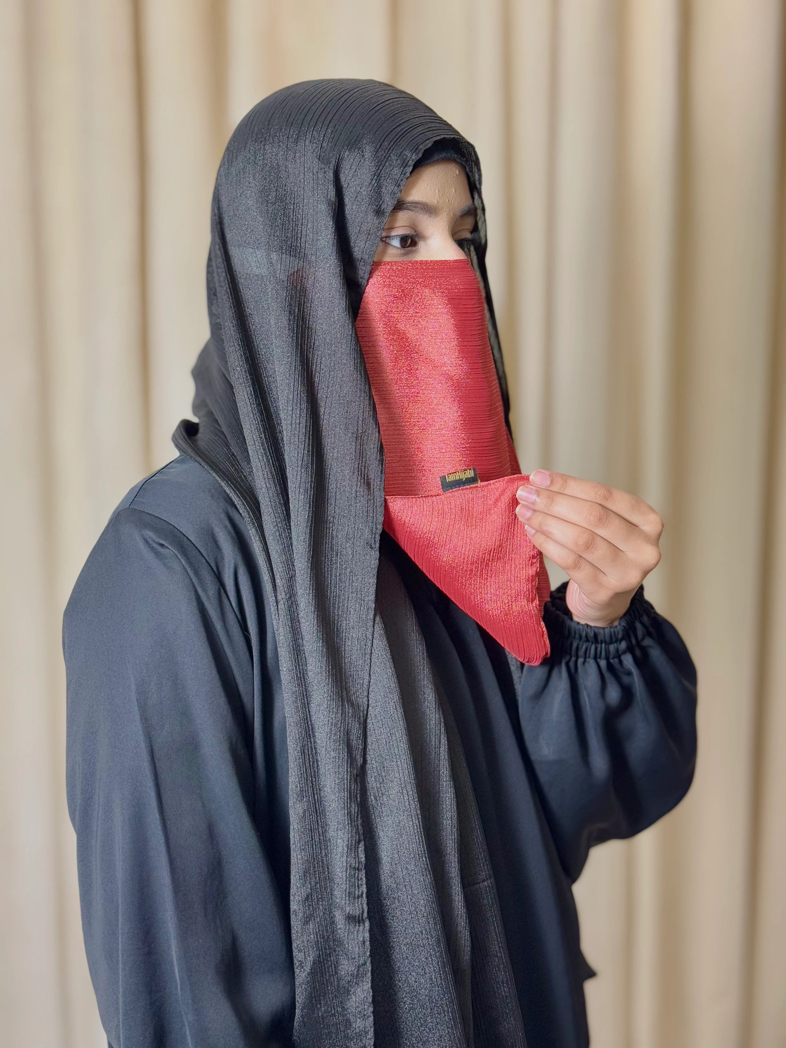 Silk Half Niqab - Coral