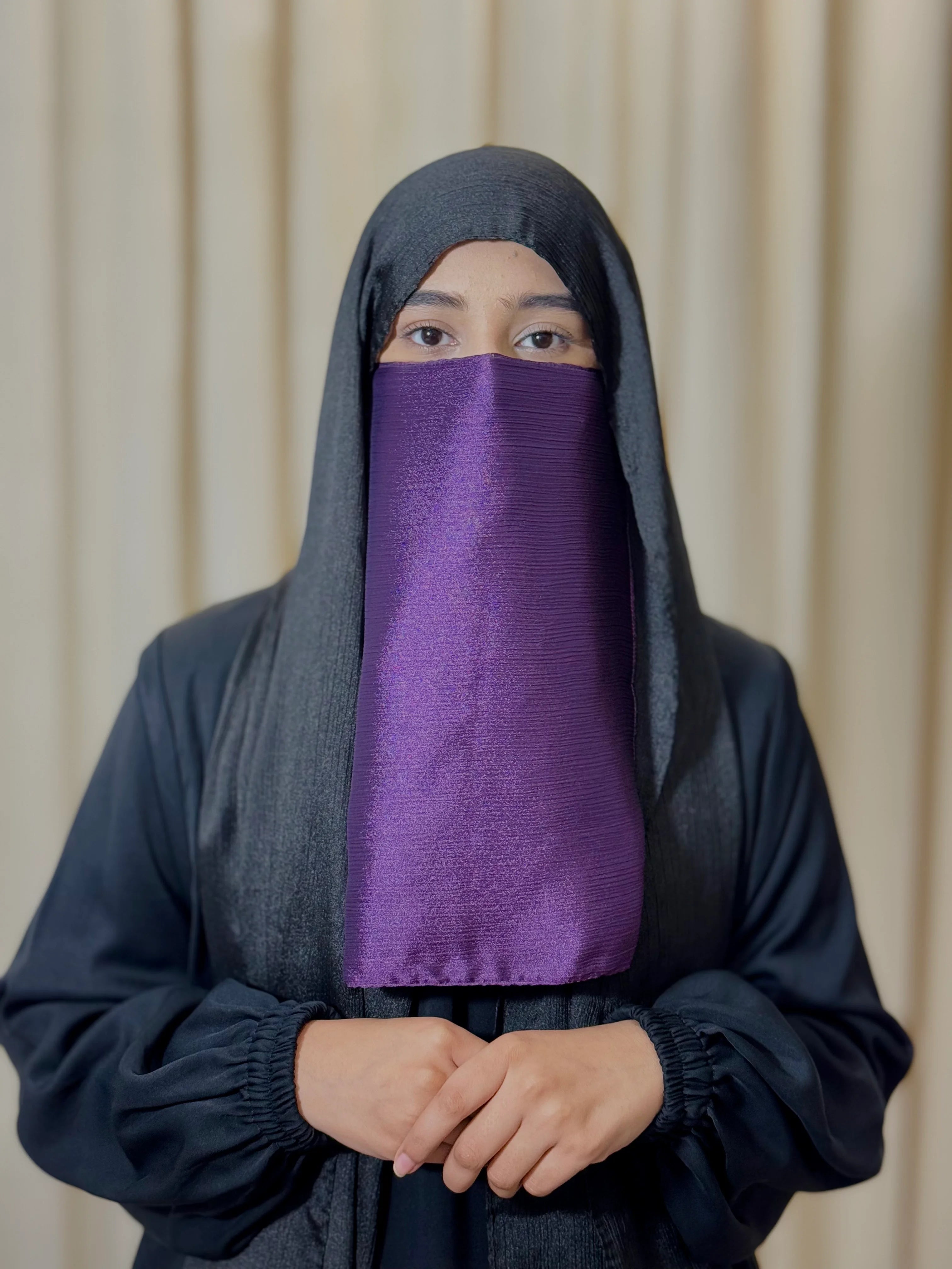 Silk Half Niqab - Dark Purple