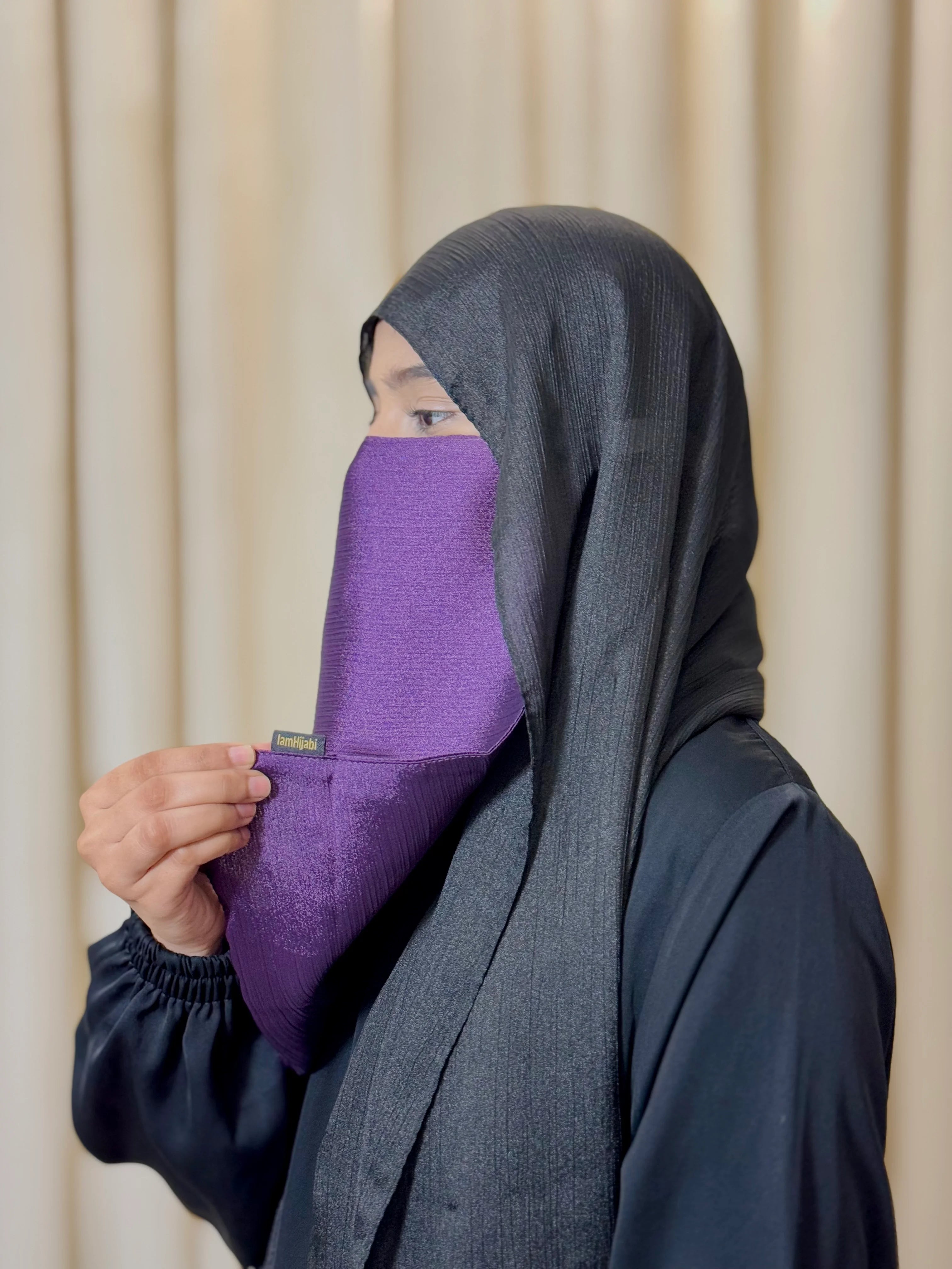 Silk Half Niqab - Dark Purple