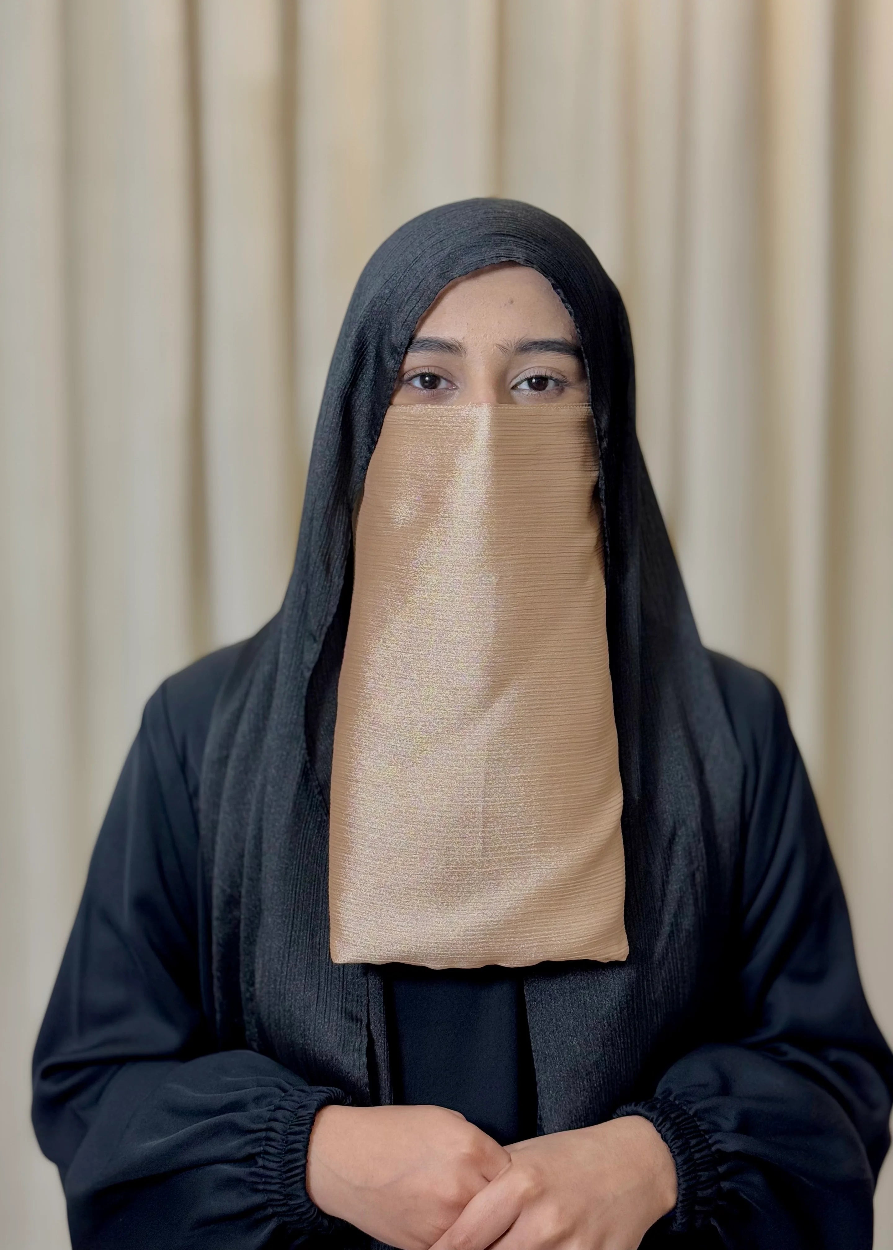 Silk Half Niqab - Dull Gold