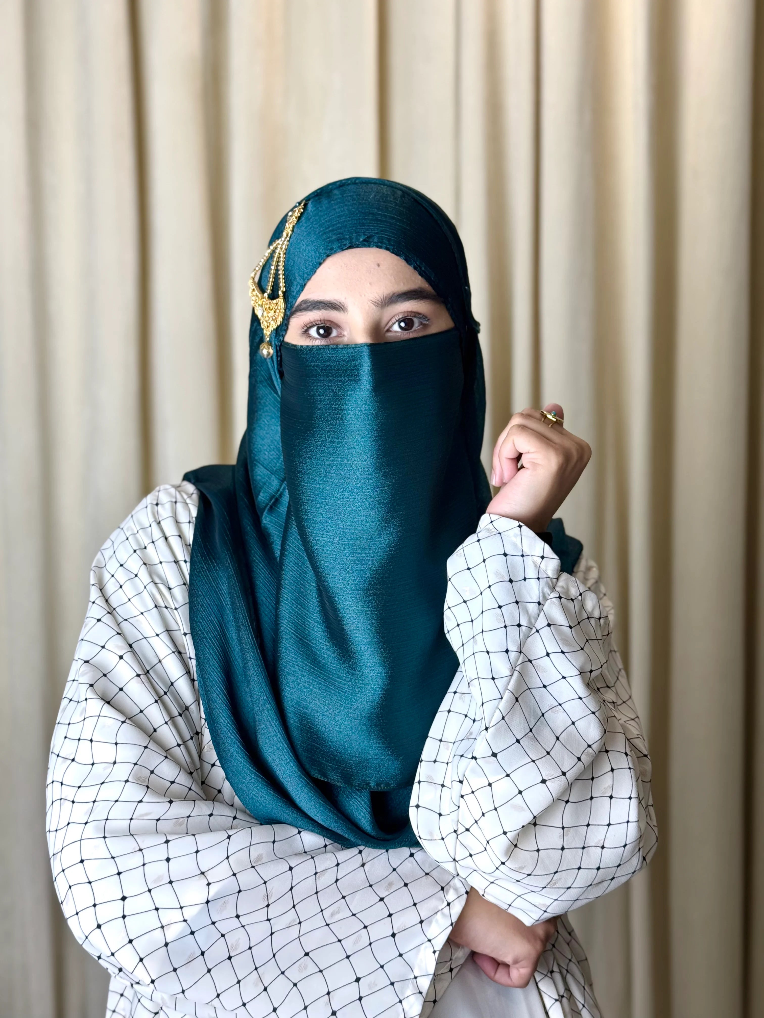 Silk Hijab And Niqab Set - Emerald