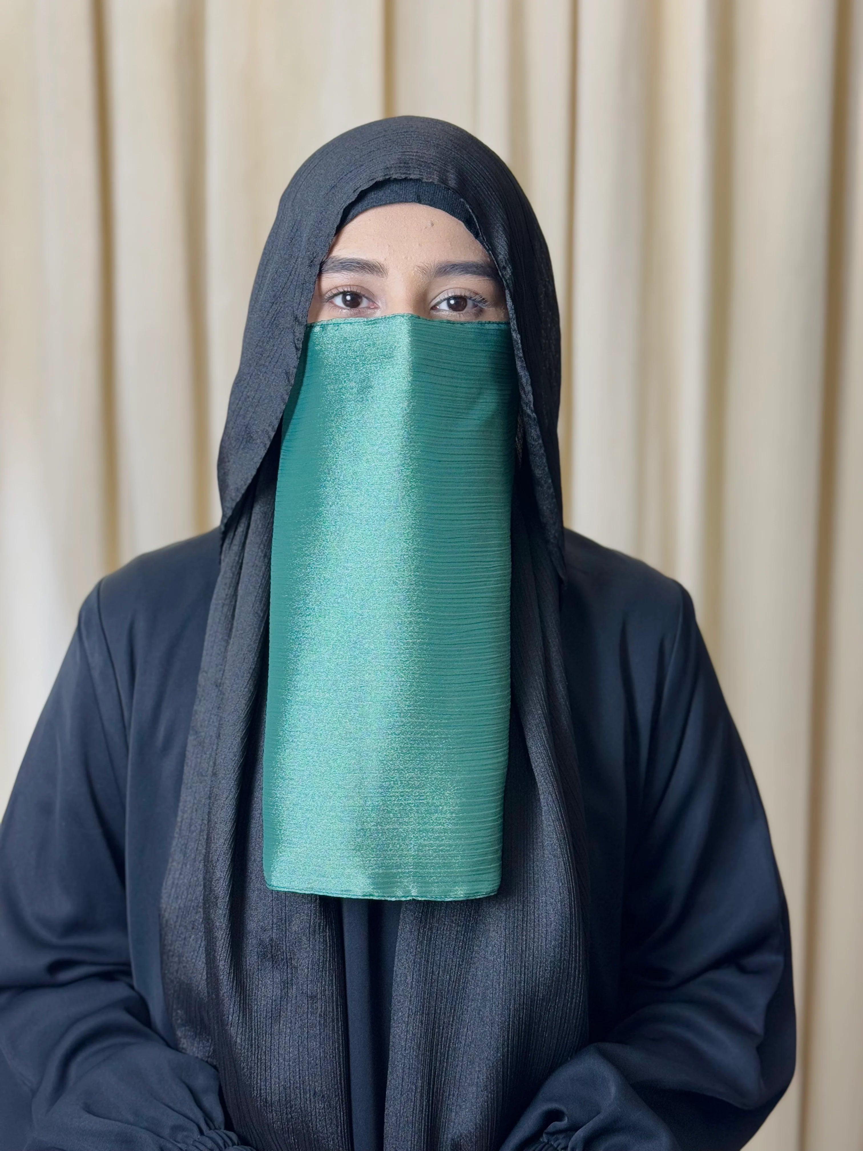 Silk Half Niqab - Forest Green