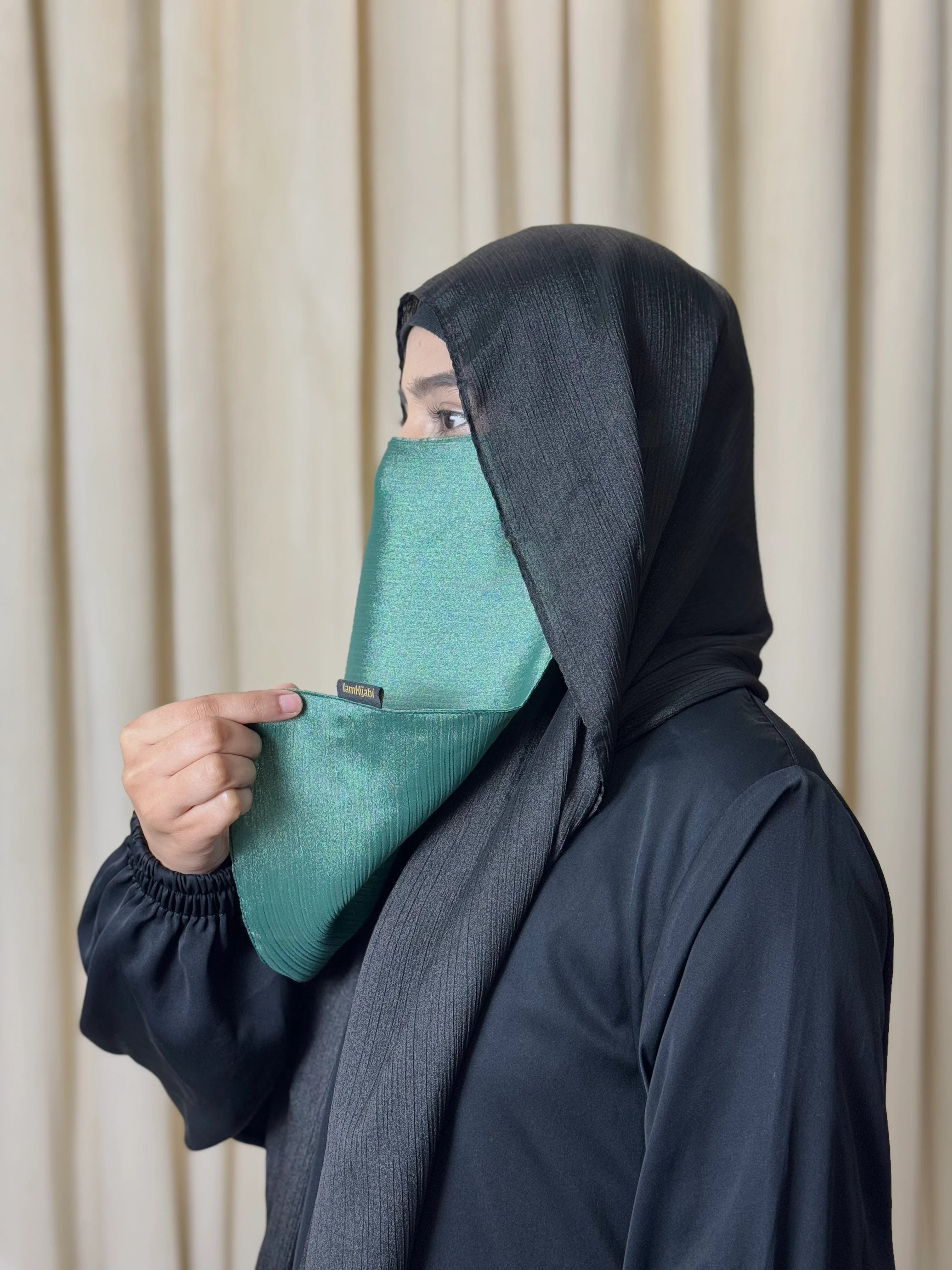 Silk Half Niqab - Forest Green