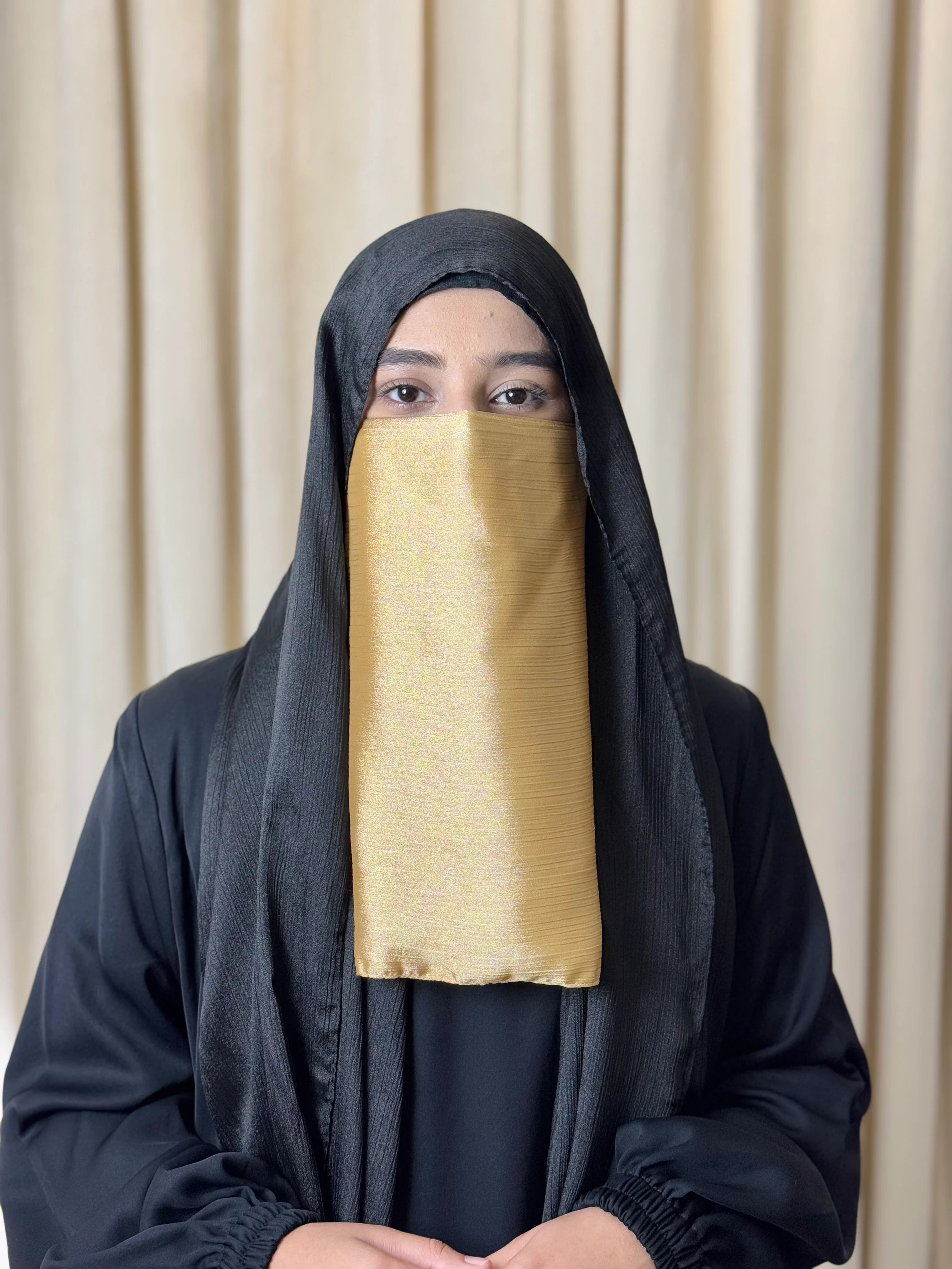 Silk Half Niqab - Golden