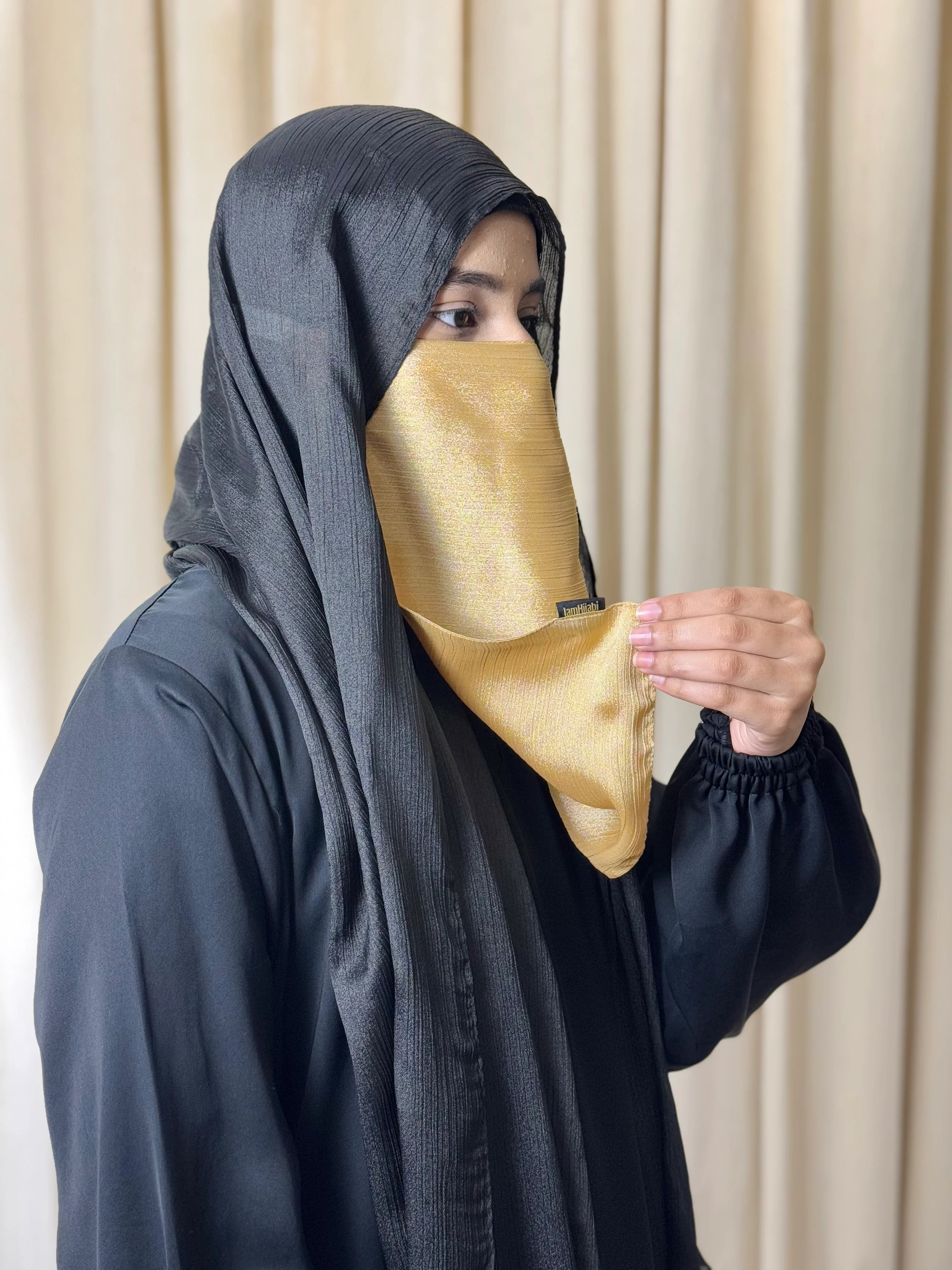 Silk Half Niqab - Golden