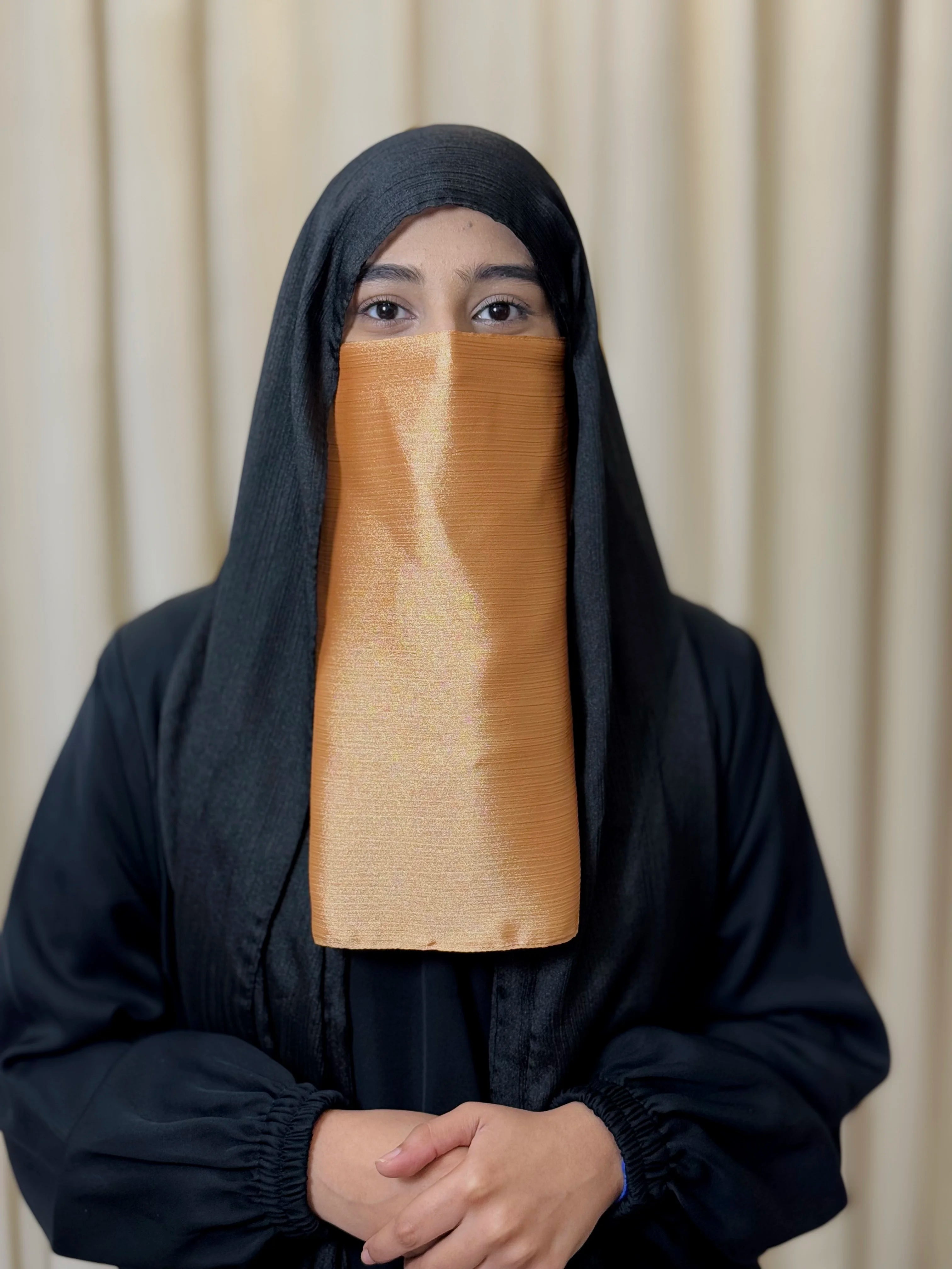 Silk Half Niqab - Metallic Gold