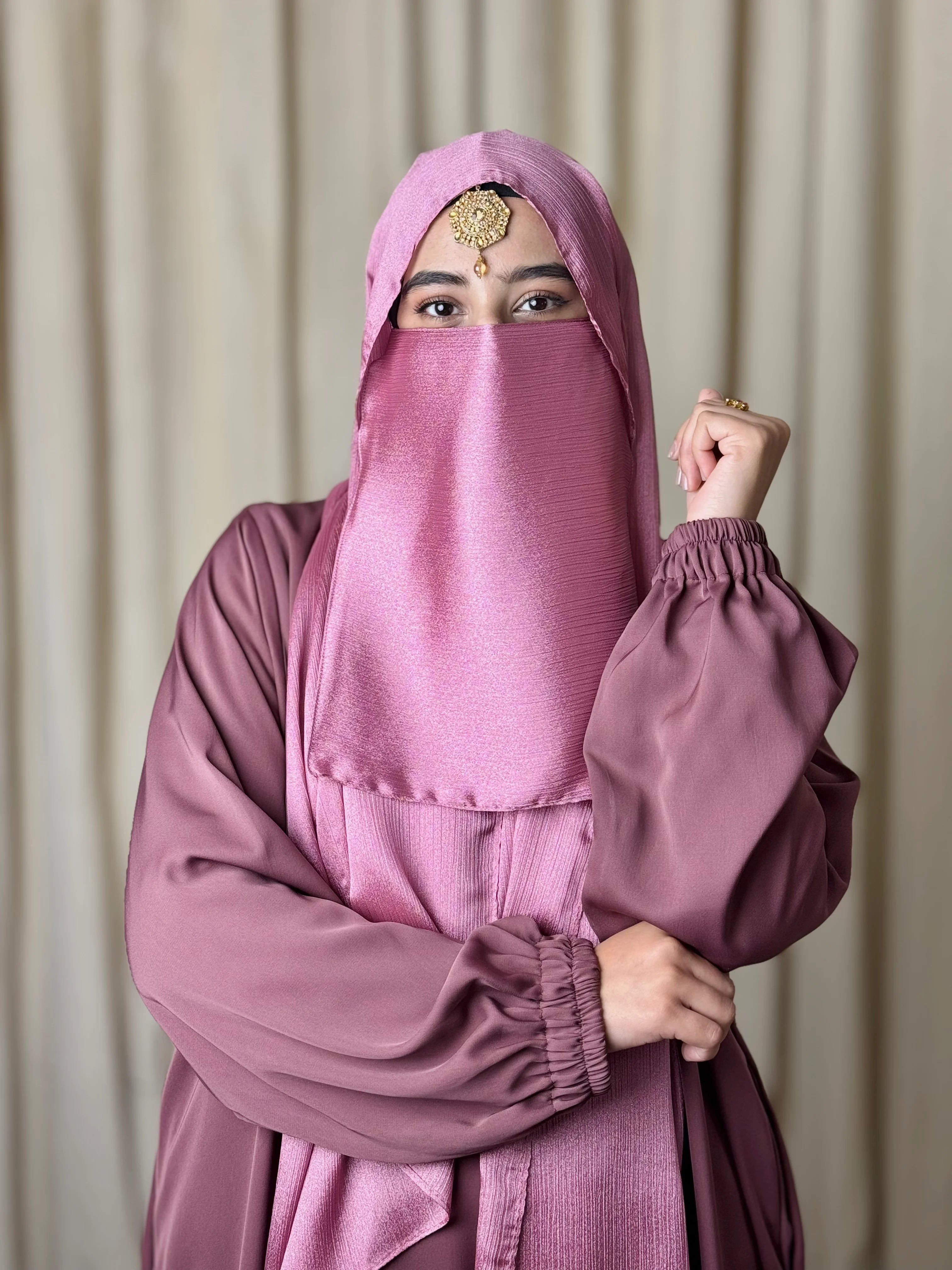 Silk Hijab And Niqab Set - Rose Pink