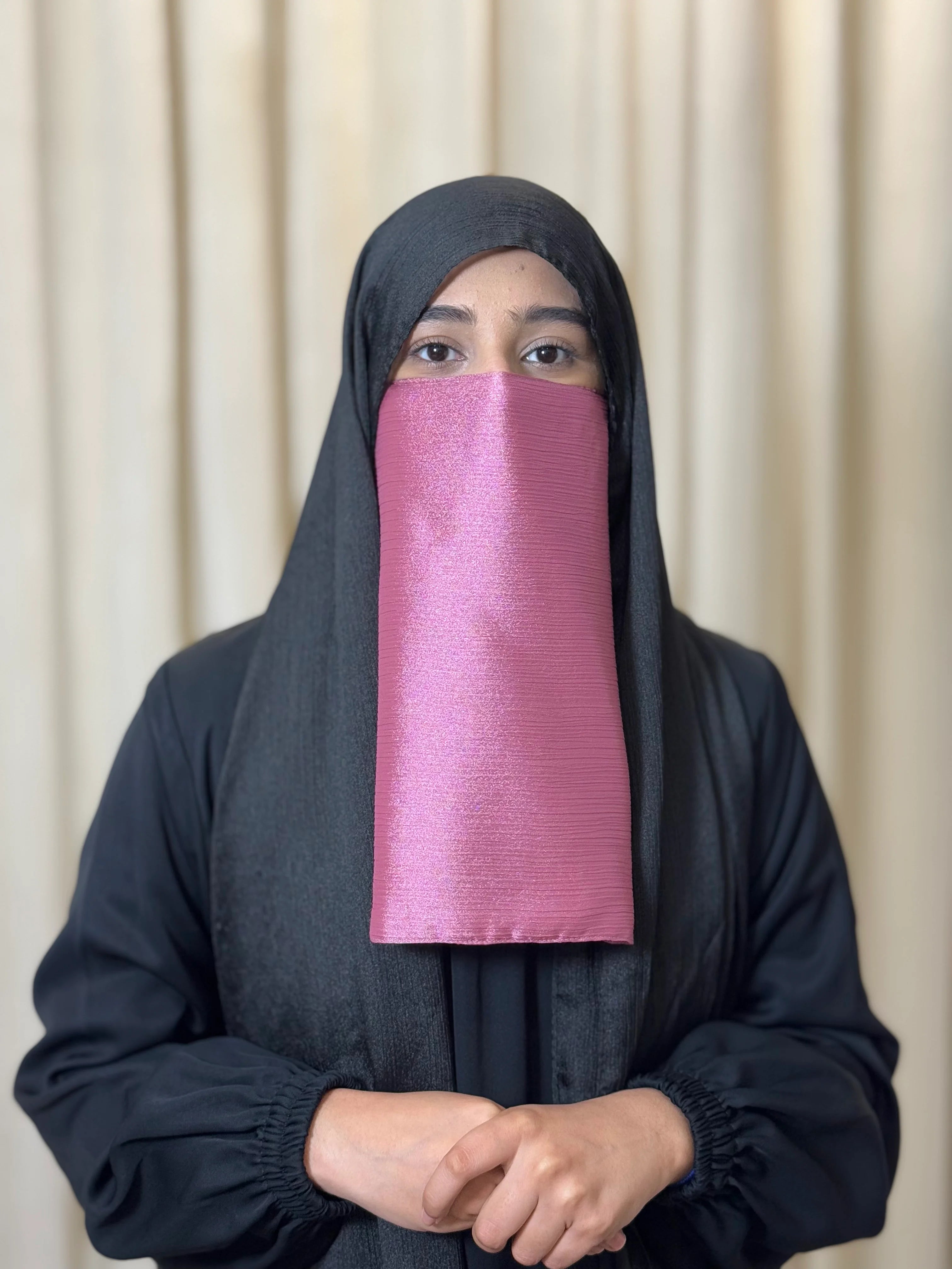 Silk Half Niqab - Rose Pink