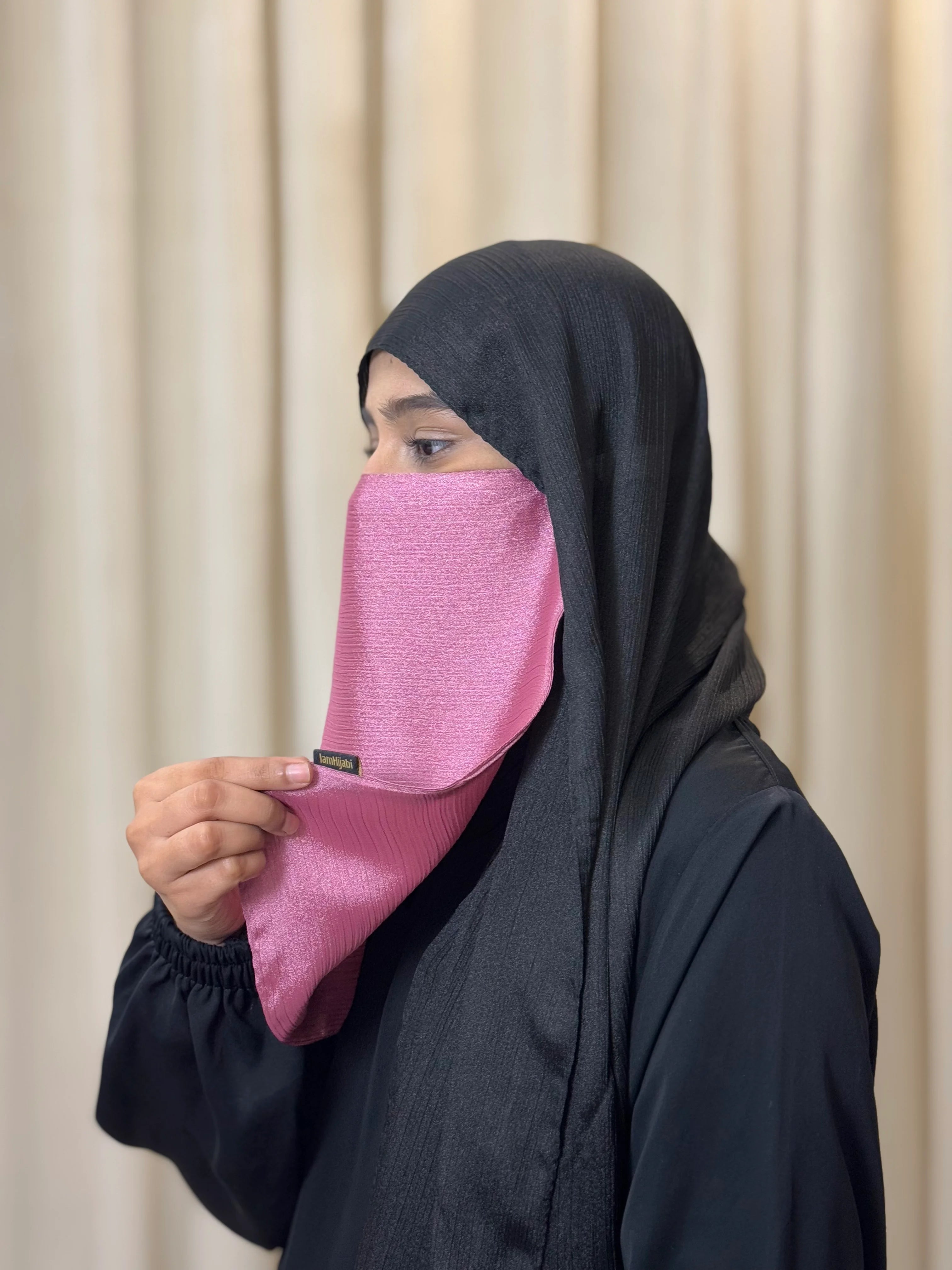 Silk Half Niqab - Rose Pink