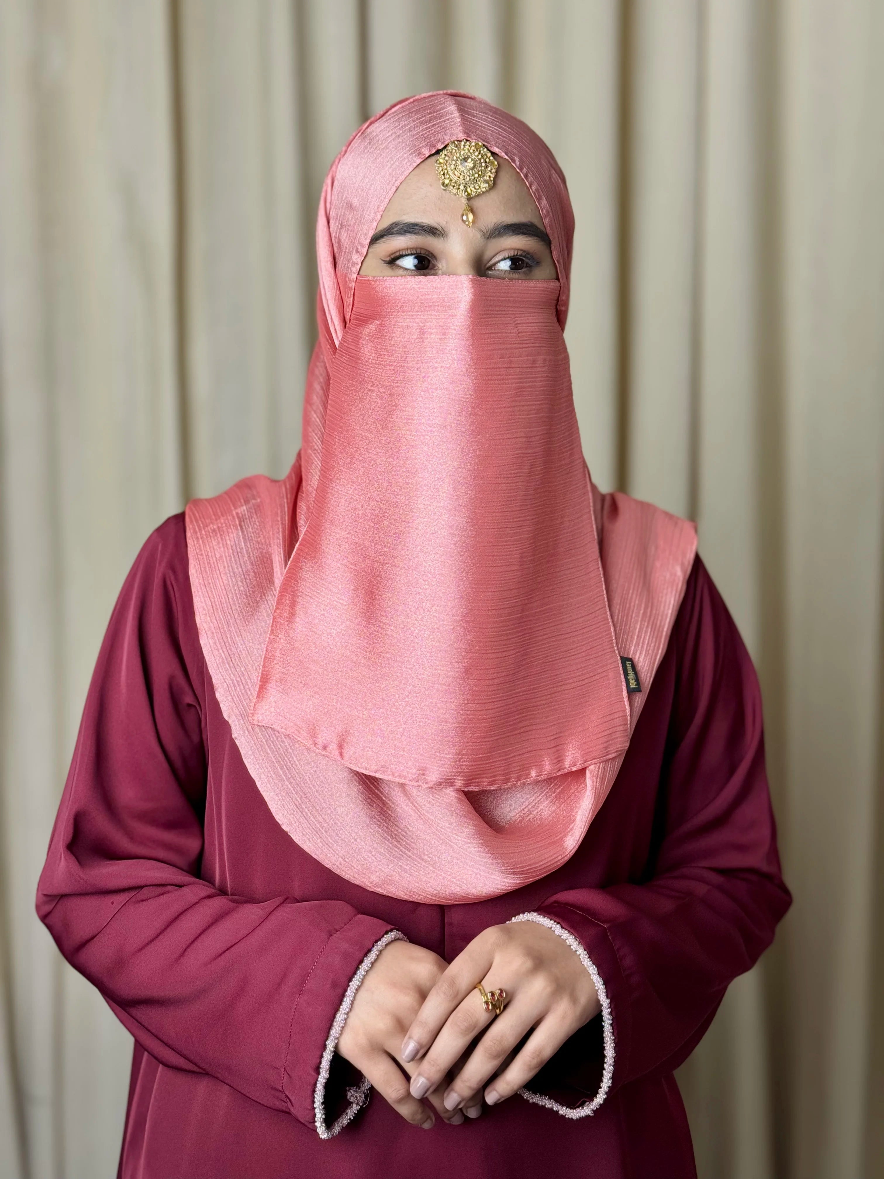 Silk Hijab And Niqab Set - Rosewood