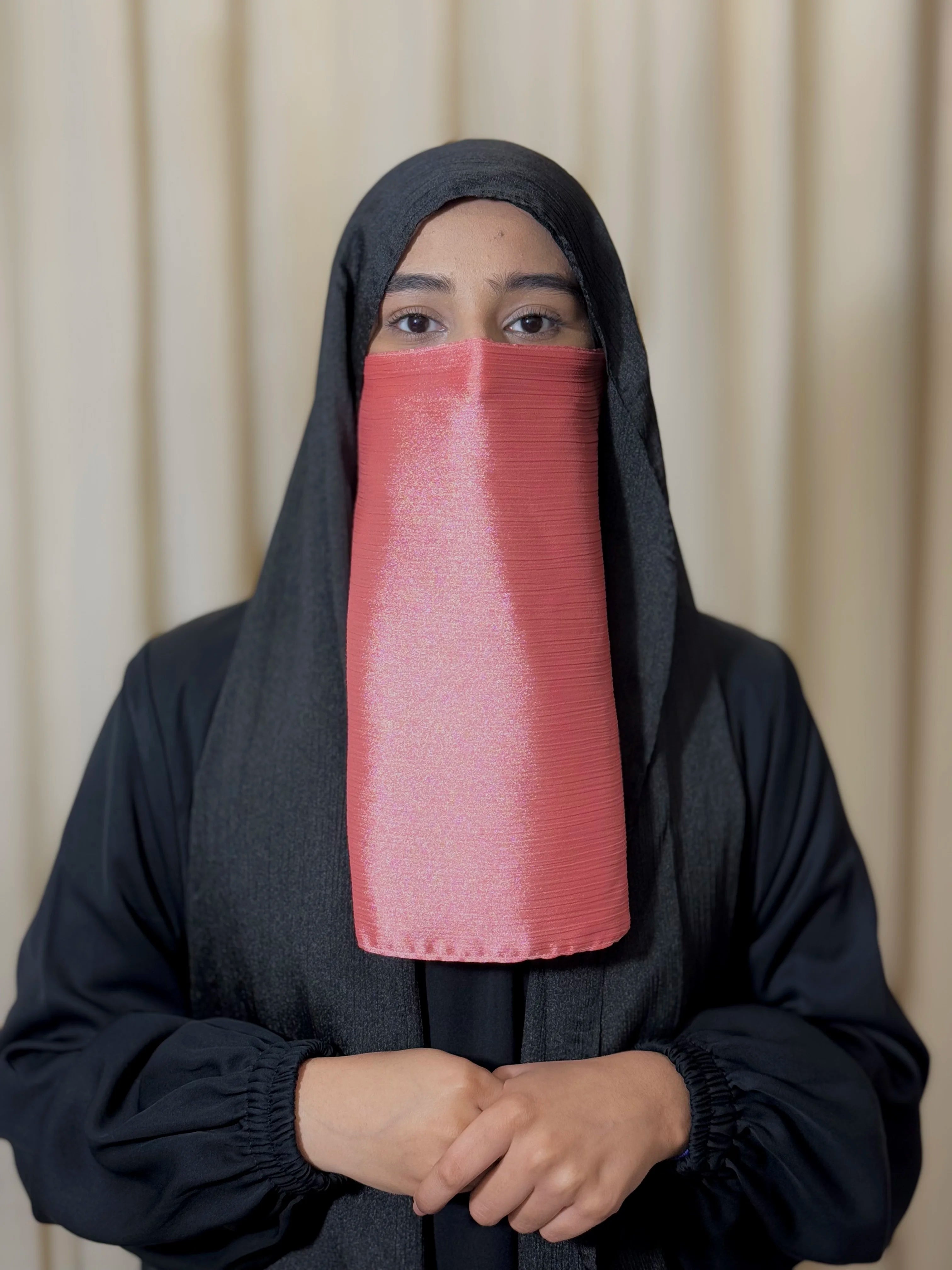 Silk Half Niqab - Rosewood