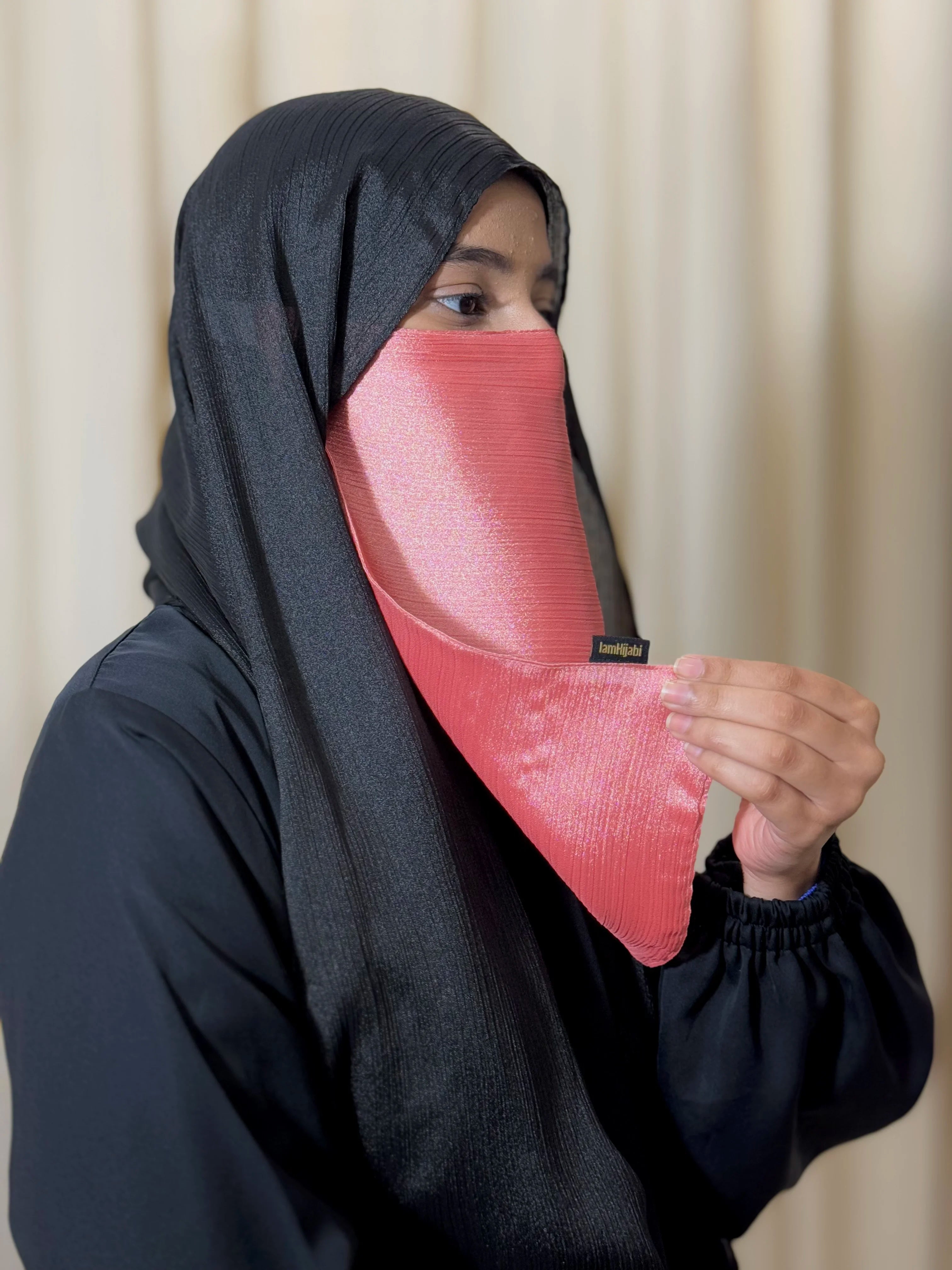 Silk Half Niqab - Rosewood
