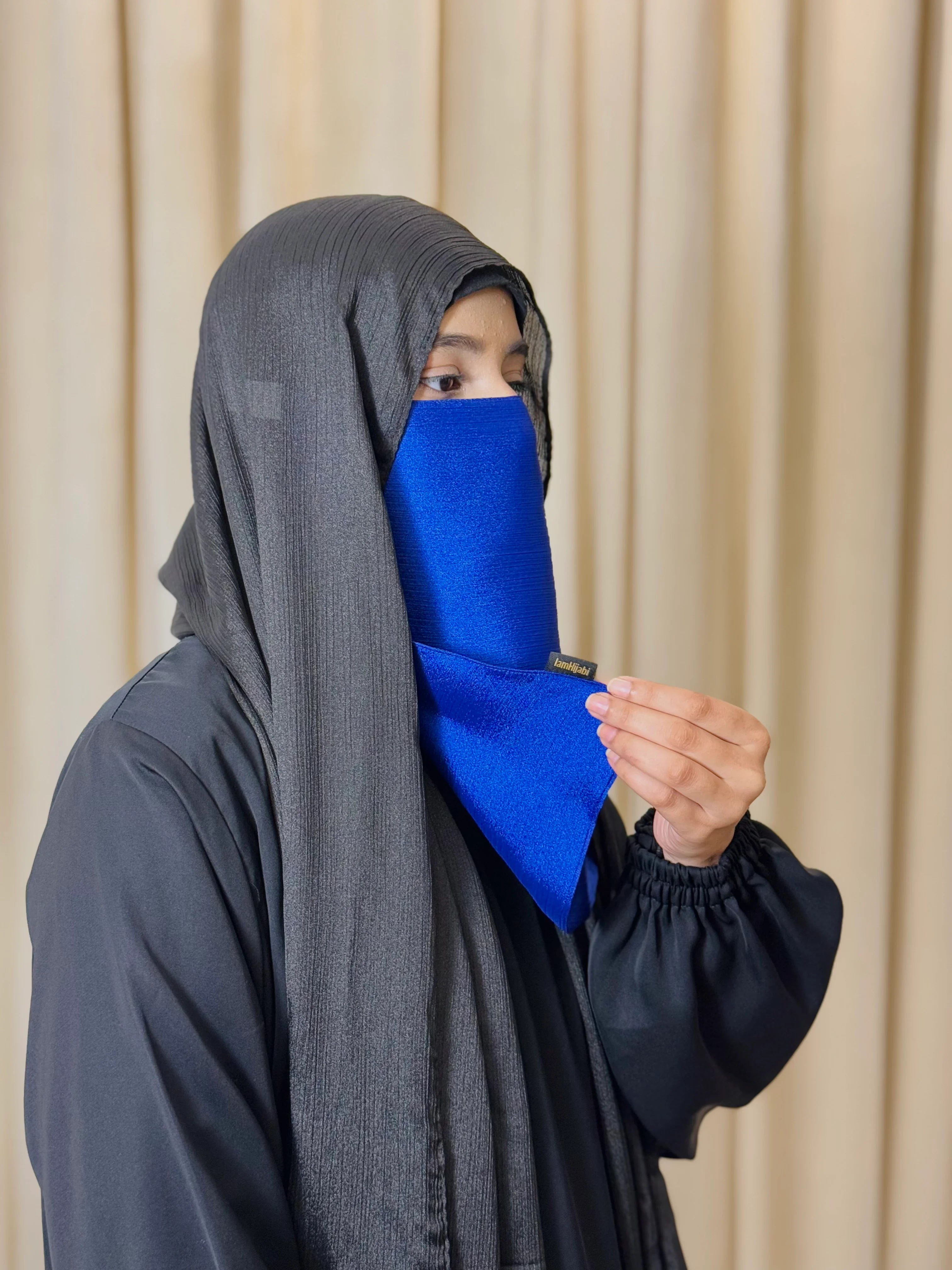 Silk Half Niqab - Royal Blue