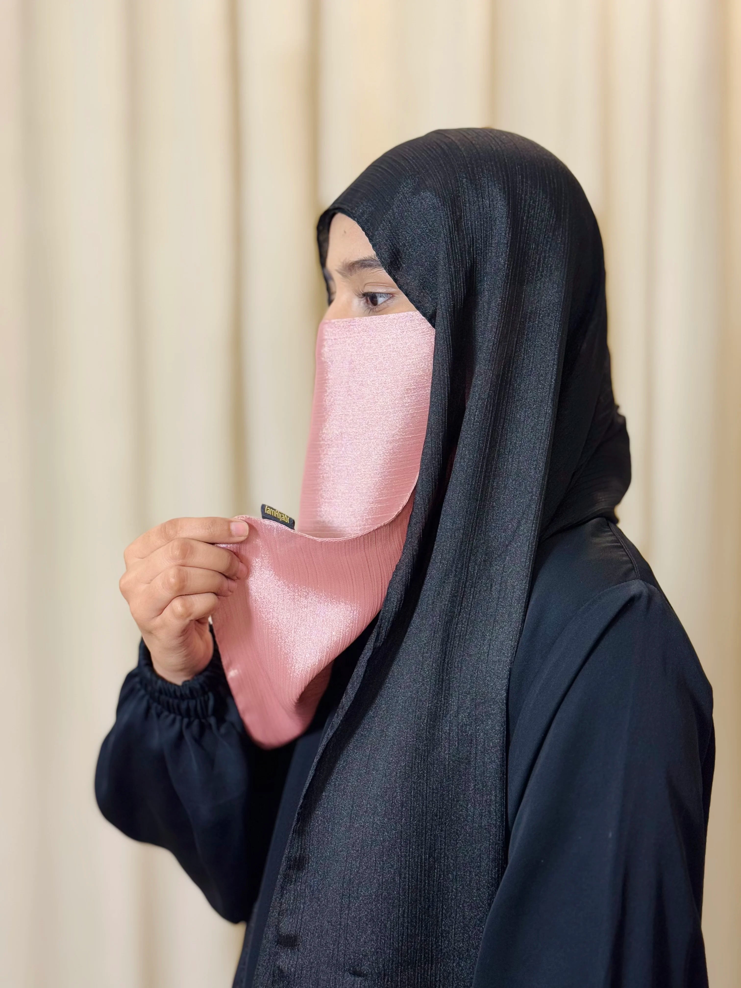 Silk Half Niqab - Tea Pink