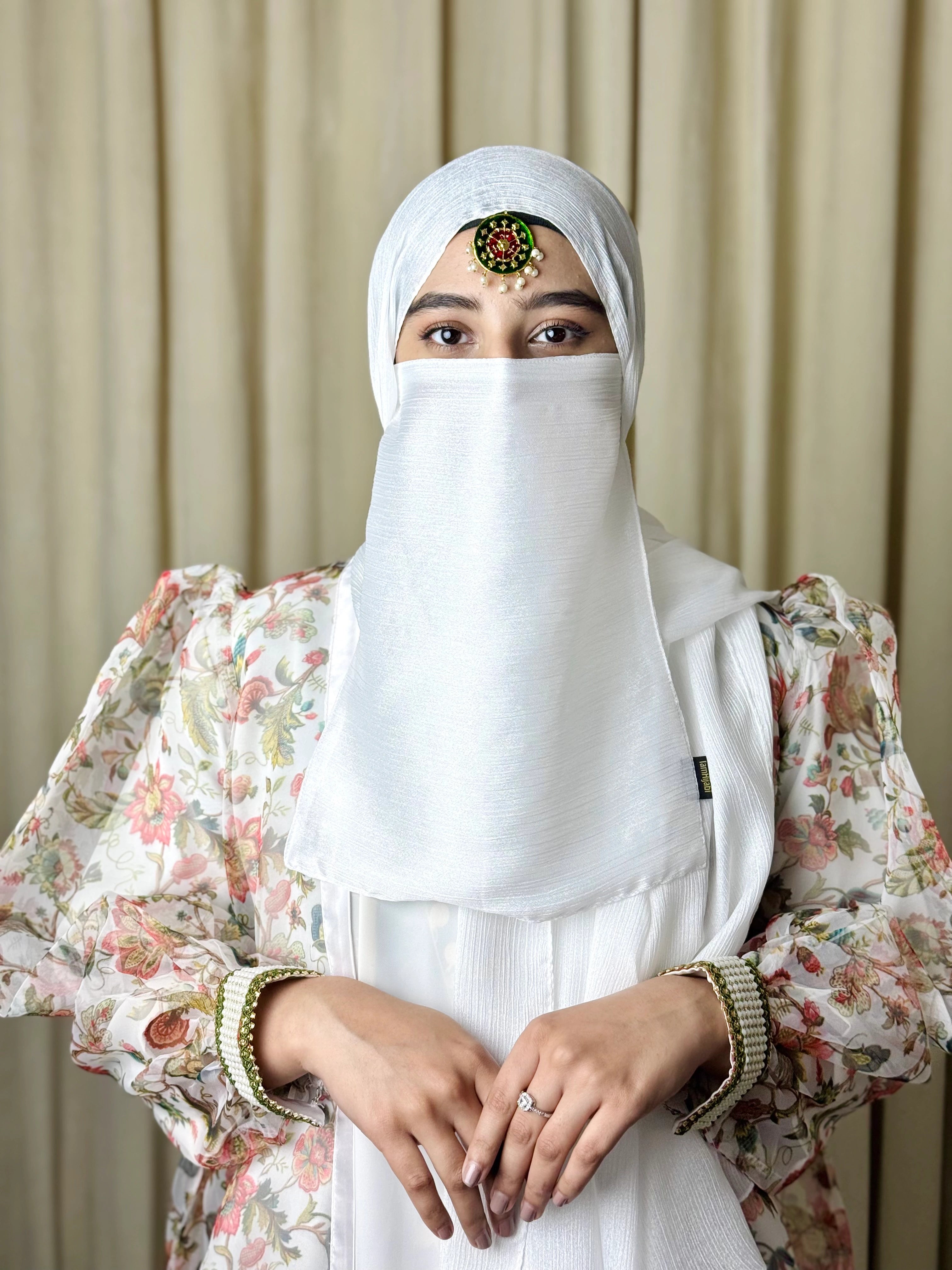 Silk Hijab And Niqab Set - White