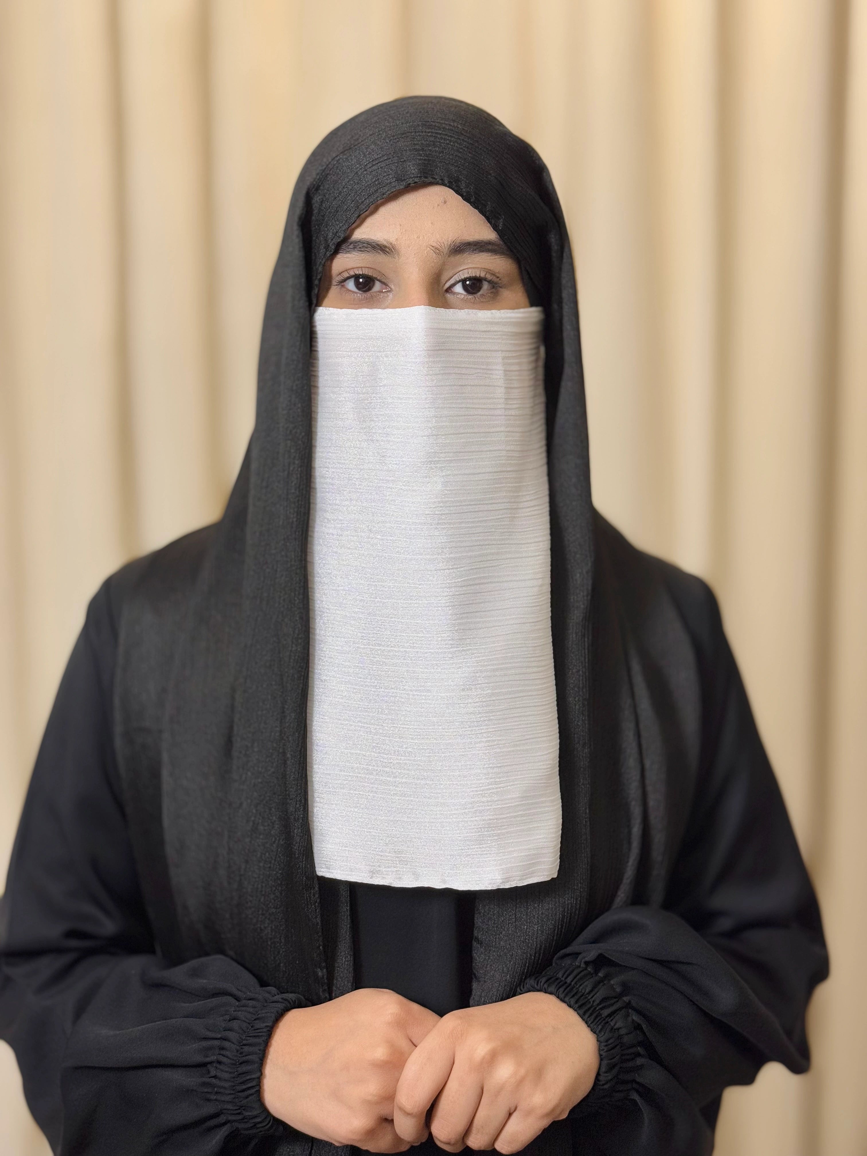 Silk Half Niqab - White